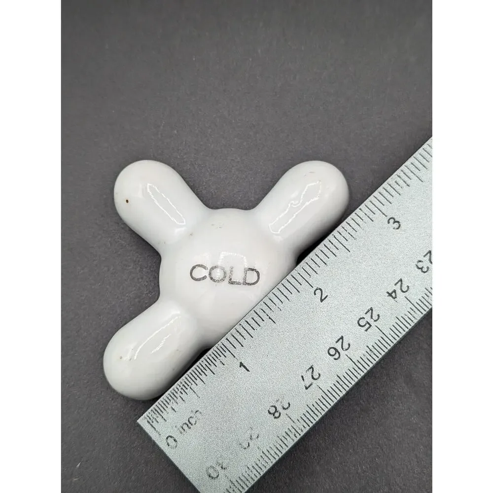 Vintage Porcelain Cold Water Faucet Tap Knob 2” sides 3